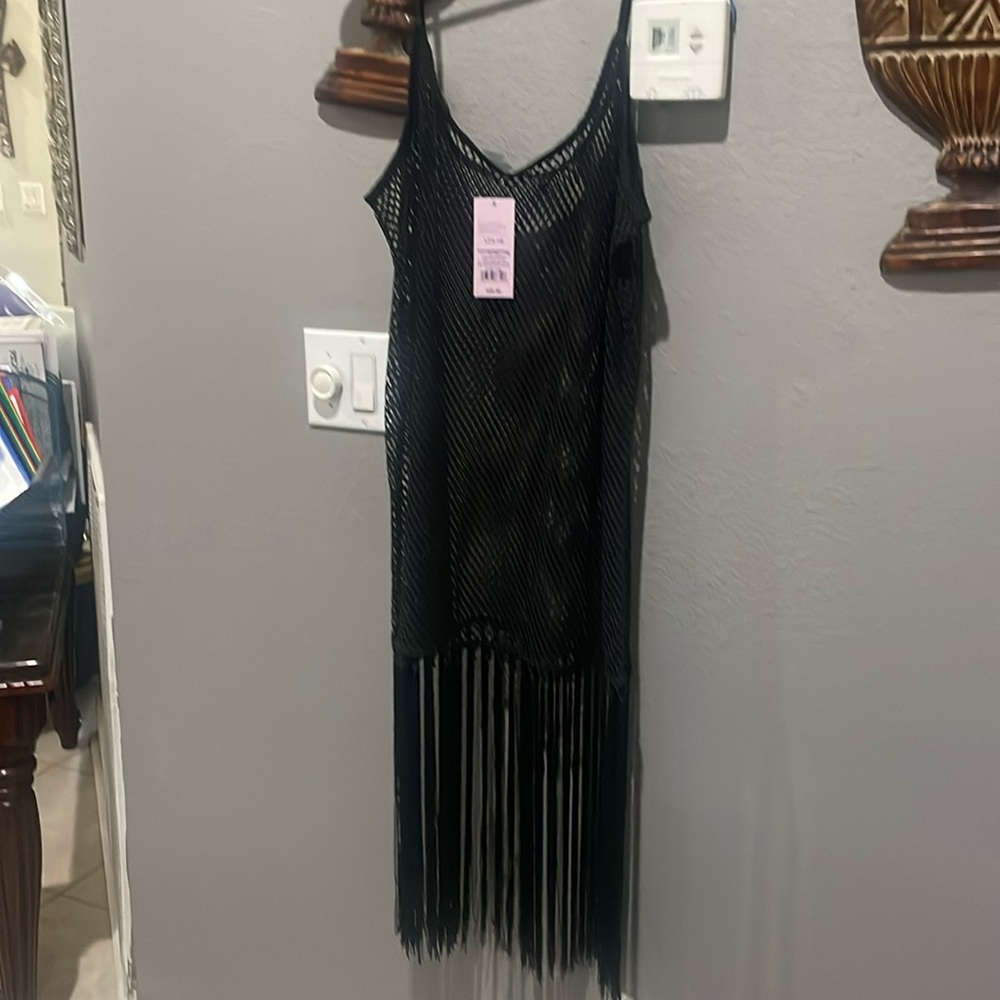 Black fringe netted coverup!